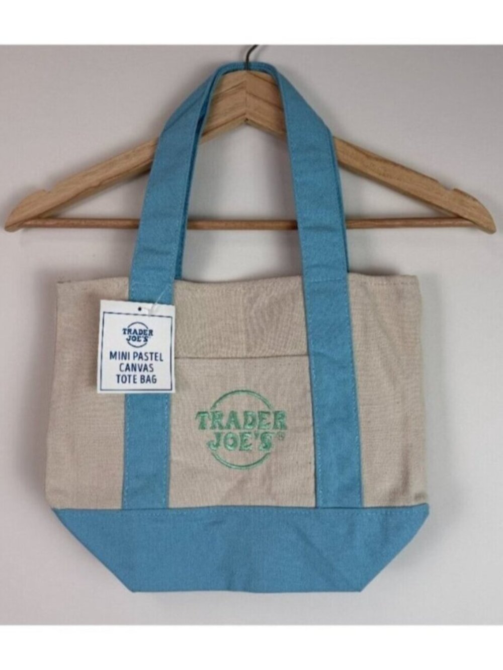 Trader Joe’s Mini Pastel Canvas Tote Bag Limited Edition Blue